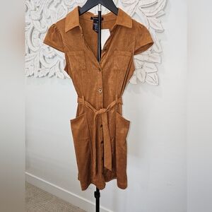 Girls Xtraordinary Tan Button-Down Suede Like Dress. NWT Size 16